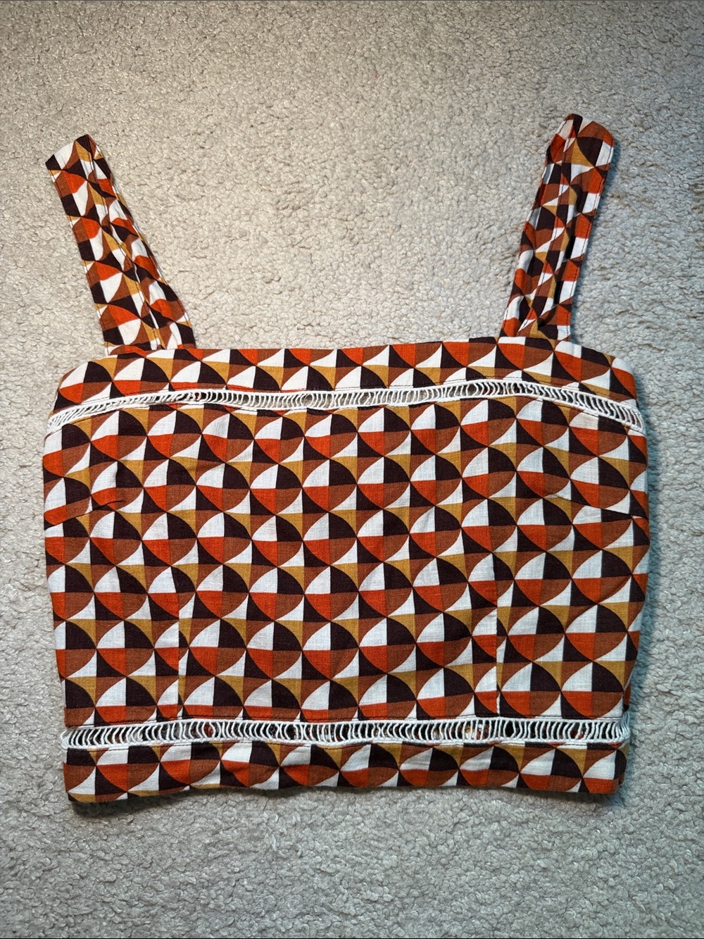 Mid-century modern print crop top